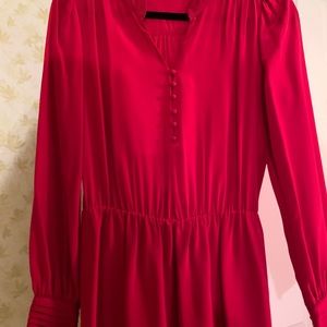 100% Red silk dress